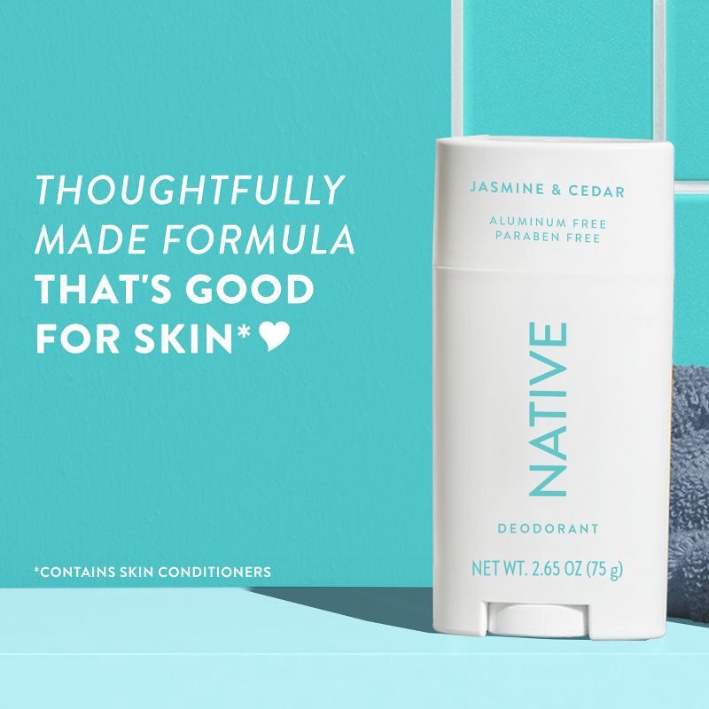 slide 5 of 10, Native Solid Deodorant for Women & Men - Jasmine & Cedar - Aluminum-Free 2.65oz, 2.65 oz