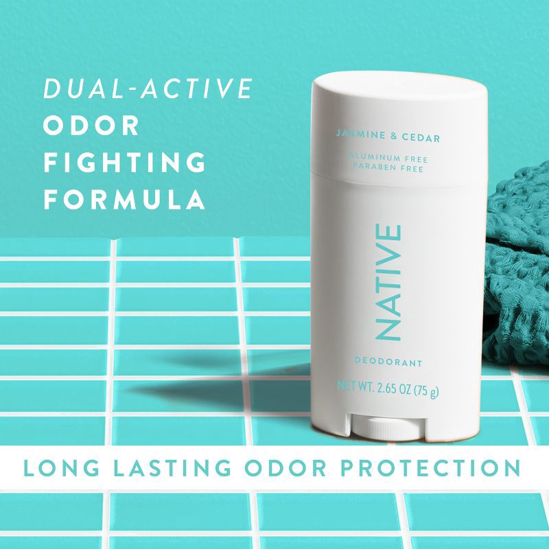 slide 7 of 10, Native Solid Deodorant for Women & Men - Jasmine & Cedar - Aluminum-Free 2.65oz, 2.65 oz