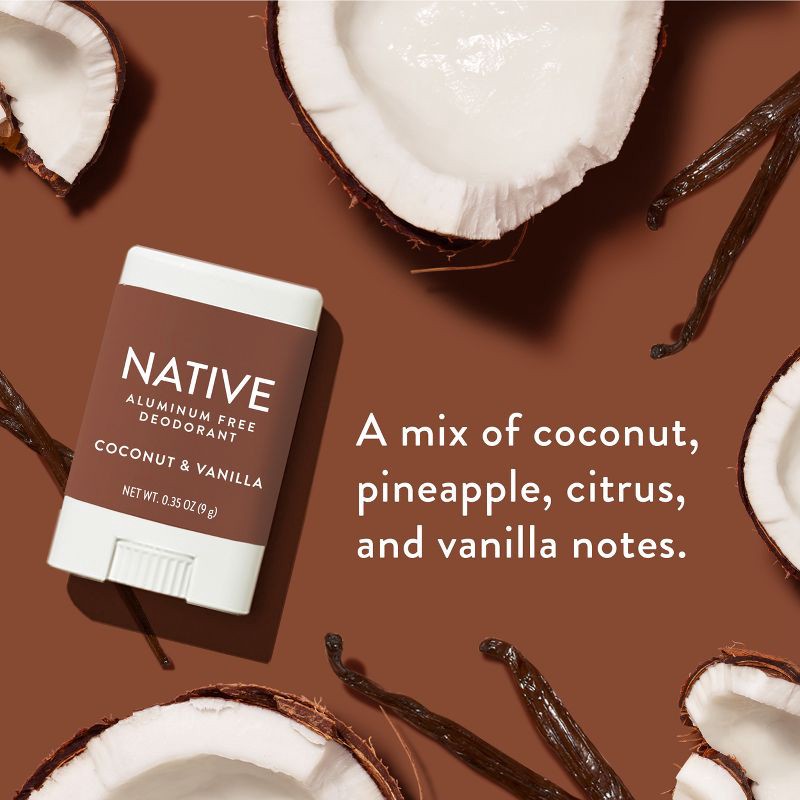 slide 3 of 10, Native Deodorant for Women & Men - Coconut & Vanilla - Aluminum Free - Trial Size - 0.35oz, 0.35 oz