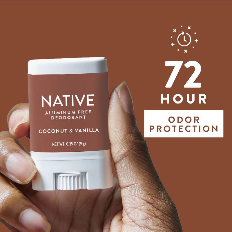 slide 4 of 10, Native Deodorant for Women & Men - Coconut & Vanilla - Aluminum Free - Trial Size - 0.35oz, 0.35 oz