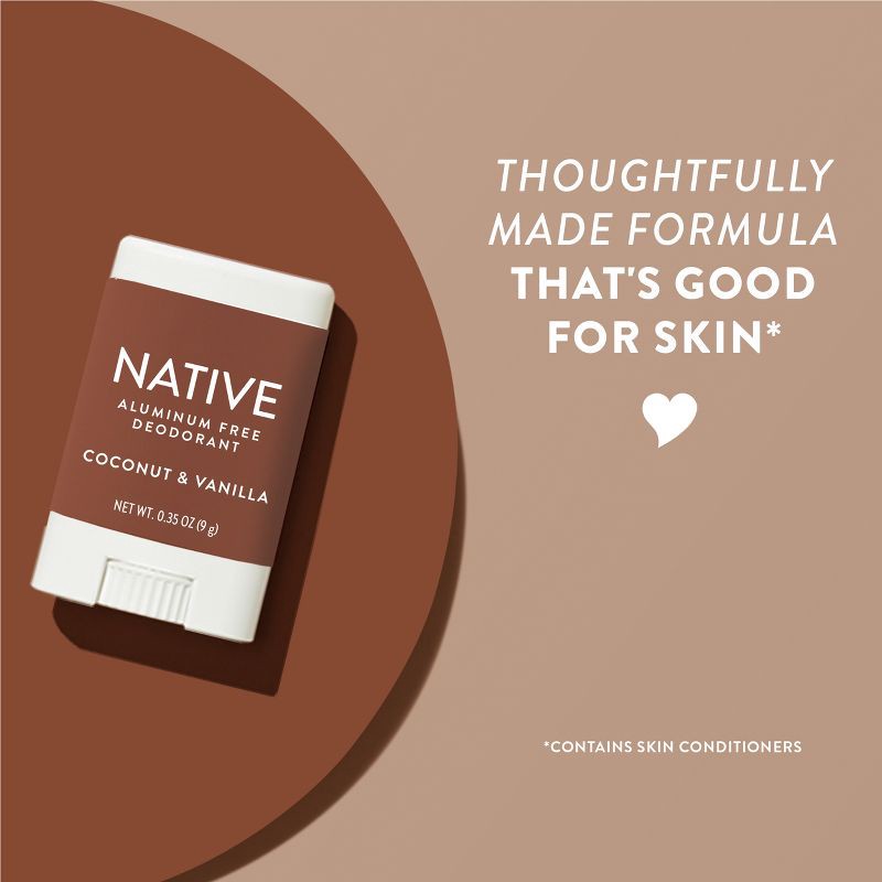 slide 5 of 10, Native Deodorant for Women & Men - Coconut & Vanilla - Aluminum Free - Trial Size - 0.35oz, 0.35 oz