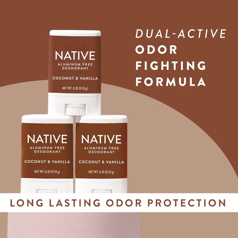 slide 7 of 10, Native Deodorant for Women & Men - Coconut & Vanilla - Aluminum Free - Trial Size - 0.35oz, 0.35 oz