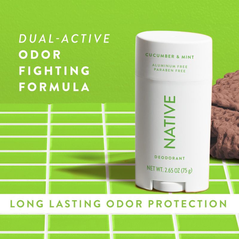 slide 7 of 10, Native Solid Deodorant for Women & Men - Cucumber & Mint - Aluminum-Free 2.65oz, 2.65 oz
