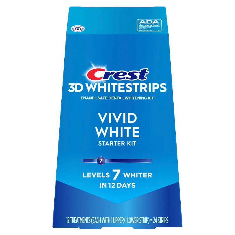 slide 2 of 10, Crest 3D Whitestrips Vivid White Teeth Whitening Kit - 12 Treatments, 1 ct