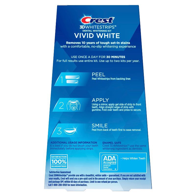 slide 2 of 8, Crest 3D Whitestrips Vivid White Teeth Whitening Kit - 12 Treatments, 1 ct