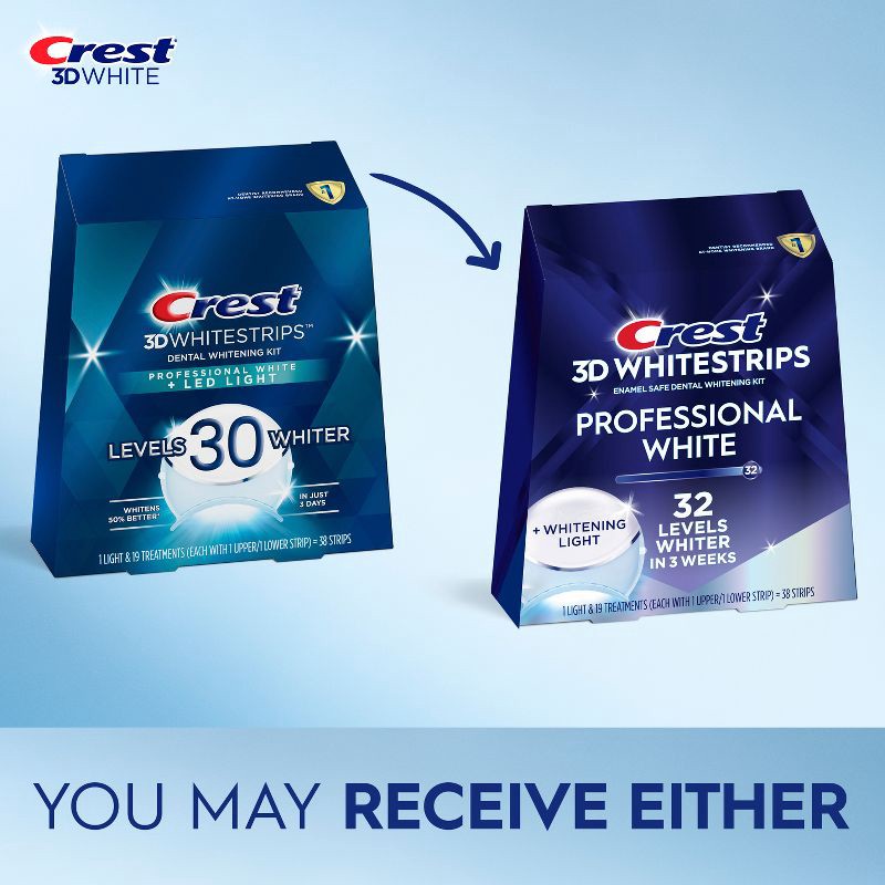 slide 2 of 10, Crest 3D Whitestrips Professional White with Light Teeth Whitening Kit - 19 Treatments, 1 ct