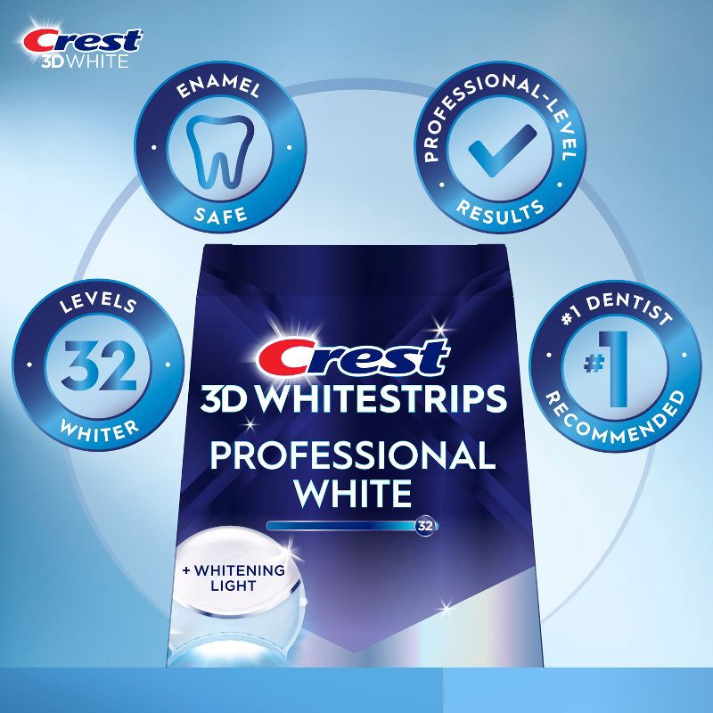 slide 3 of 10, Crest 3D Whitestrips Professional White with Light Teeth Whitening Kit - 19 Treatments, 1 ct