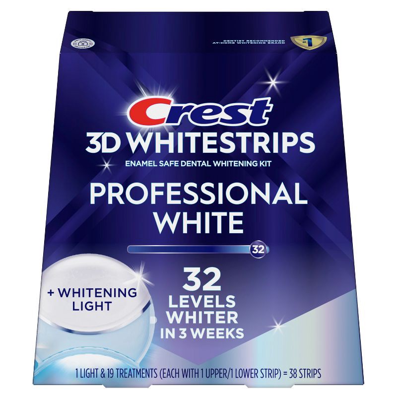slide 9 of 10, Crest 3D Whitestrips Professional White with Light Teeth Whitening Kit - 19 Treatments, 1 ct