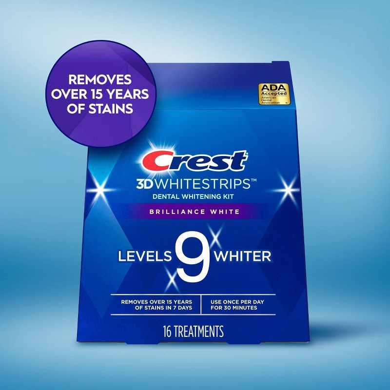 slide 2 of 7, Crest 3D Whitestrips Brilliance White Teeth Whitening Kit, 16 Treatments, 1 ct