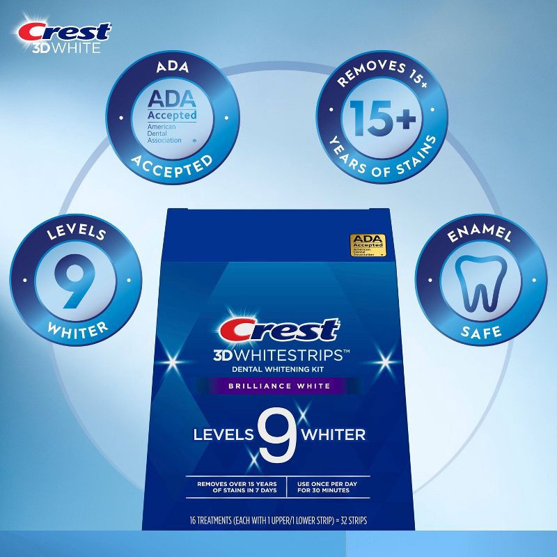 slide 3 of 7, Crest 3D Whitestrips Brilliance White Teeth Whitening Kit, 16 Treatments, 1 ct