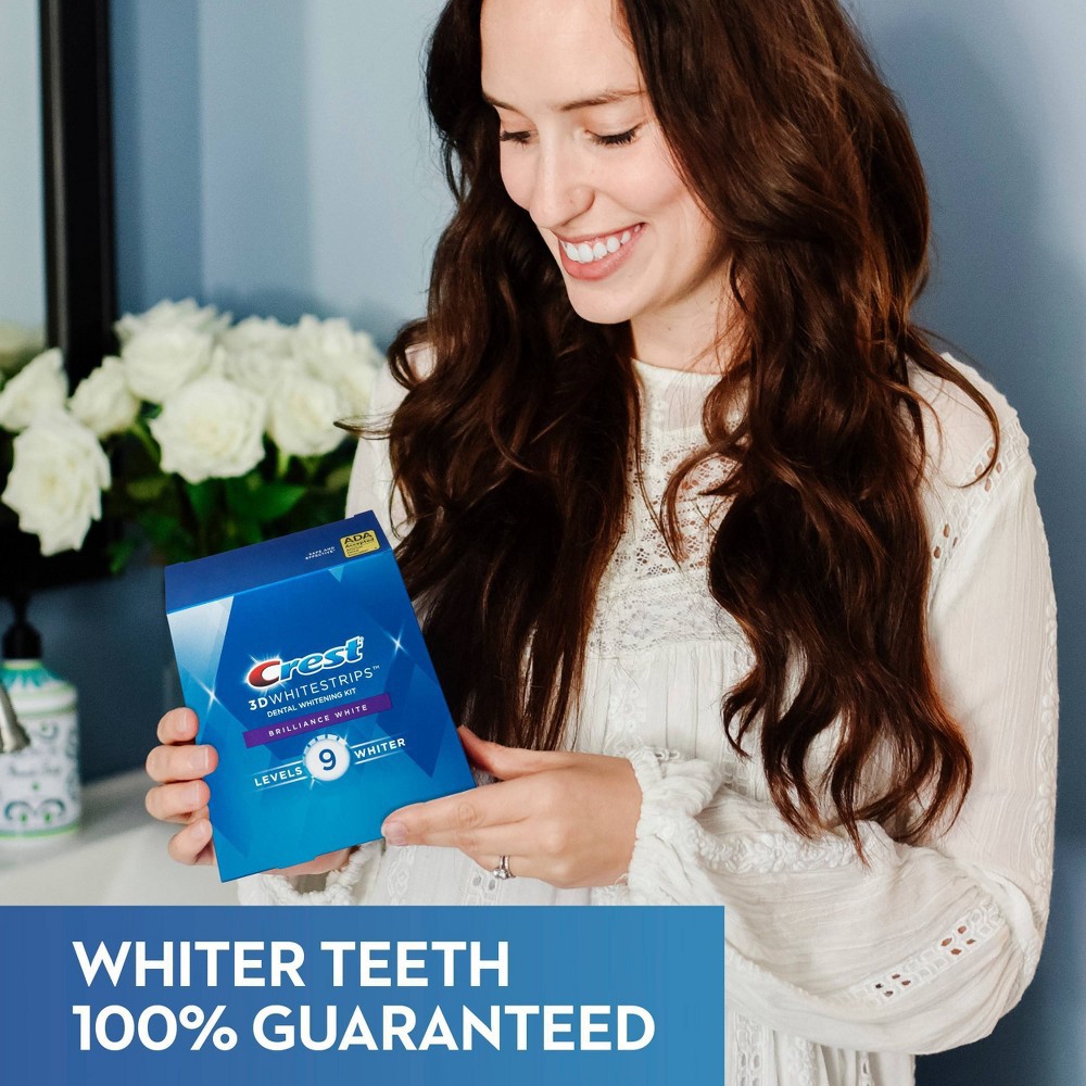 slide 5 of 9, Crest 3D No Slip Whitestrips Brilliance White Teeth Whitening Kit with Hydrogen Peroxide - 16 Treatments, 1 ct