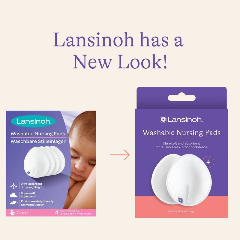 slide 2 of 10, Lansinoh Washable Nursing Pads with Mesh Wash Bag - White - 4ct, 4 ct