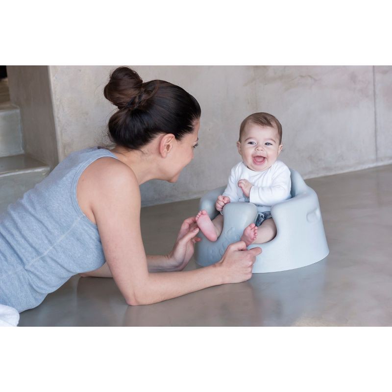 slide 3 of 3, Bumbo Baby Infant Soft Foam Comfortable Floor Booster Seat Supportive Chair with 3 Point Adjustable Safety Buckle Strap Harness - Cool Gray, 1 ct