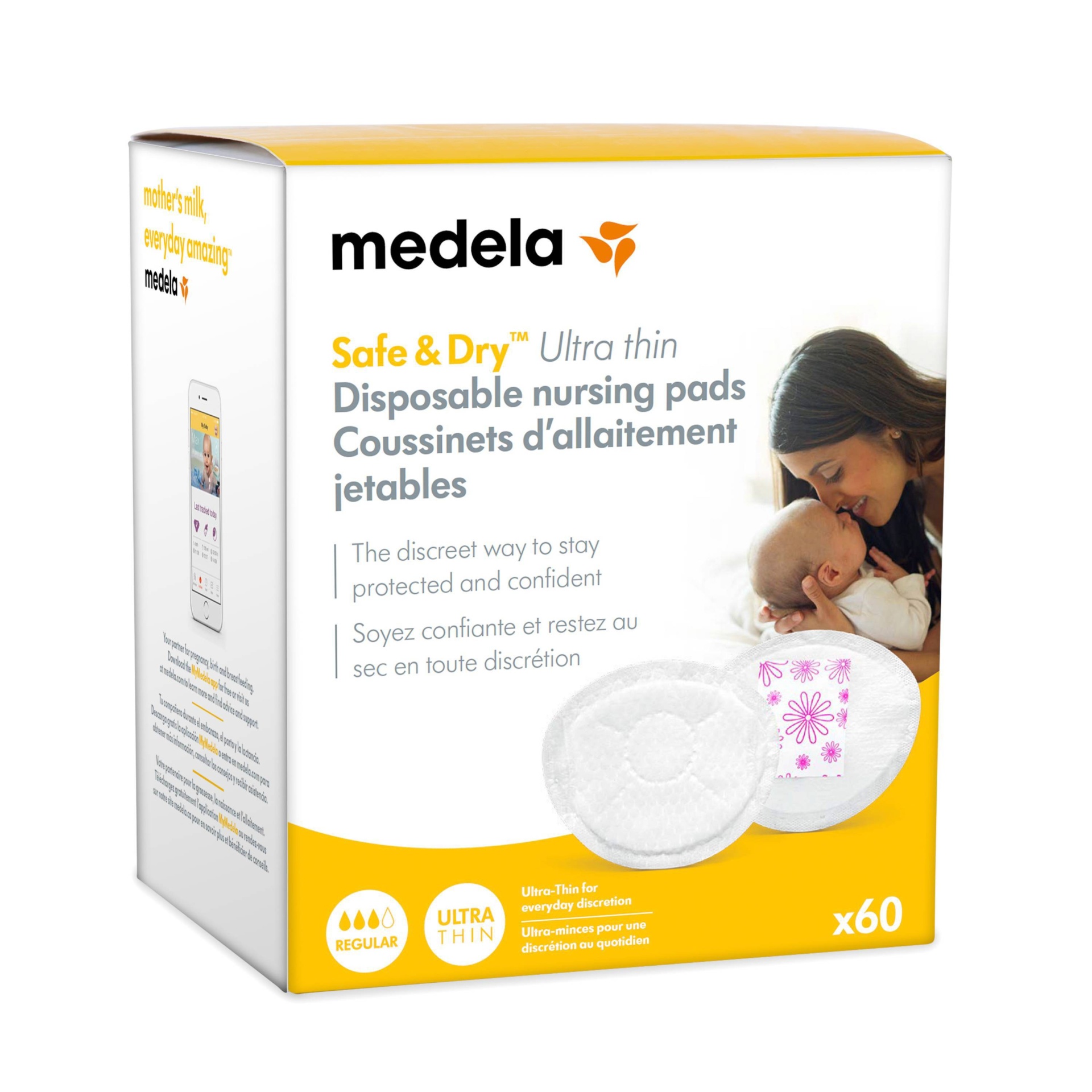 slide 1 of 3, Medela Safe & Dry Thin Disposable Nursing Pads, 60 ct