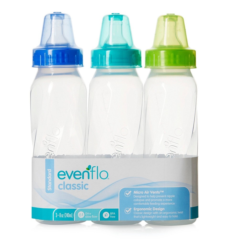 Evenflo Classic Clear BpaFree Plastic Baby Bottle 8 oz, 3 ct Shipt