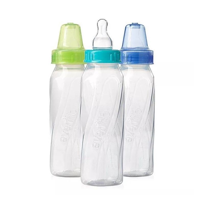 slide 1 of 6, Evenflo Feeding Classic Clear Plastic Baby Bottles - 8oz/3pk, 3 ct; 8 oz