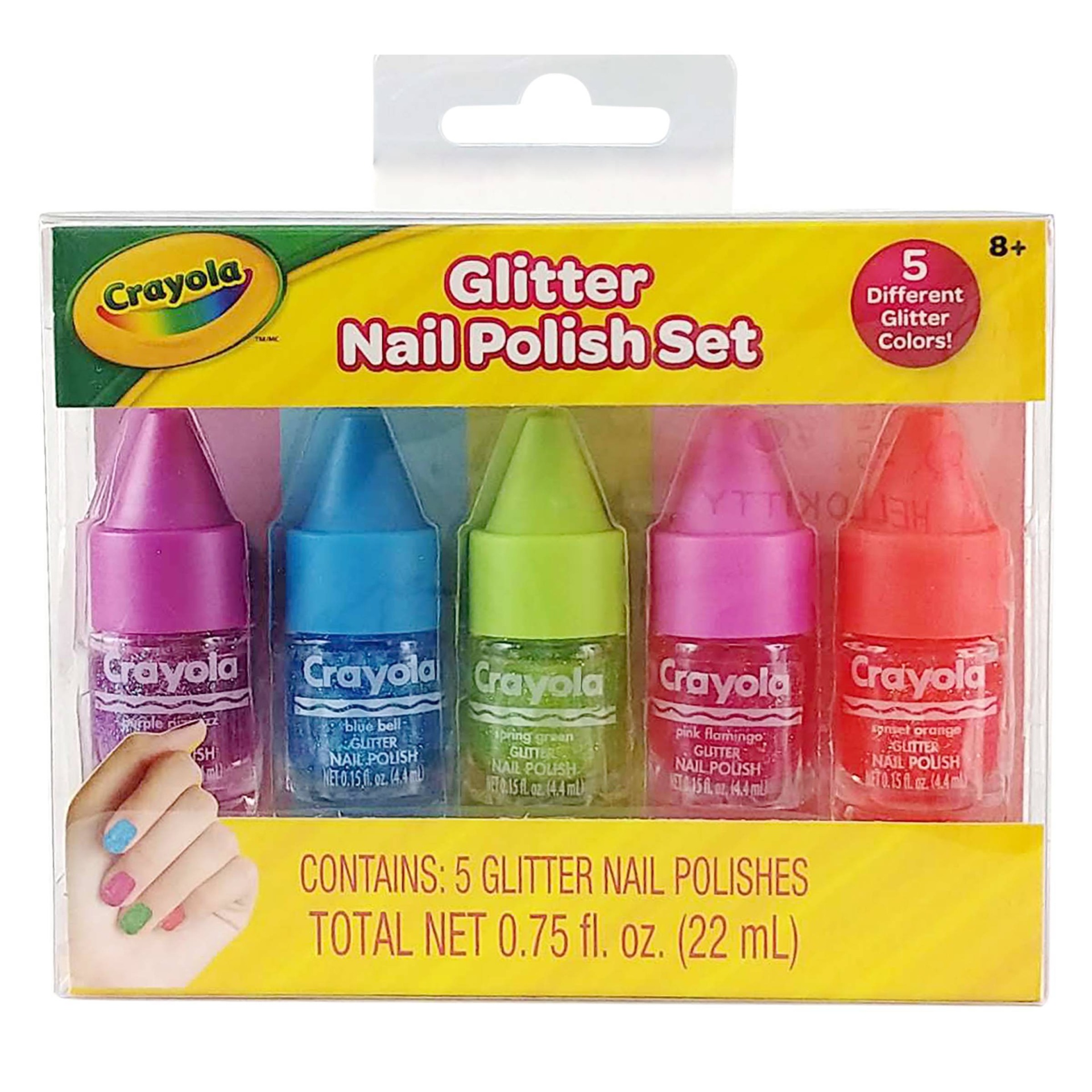 slide 1 of 1, Crayola Glitter Nail Polish, 5 ct