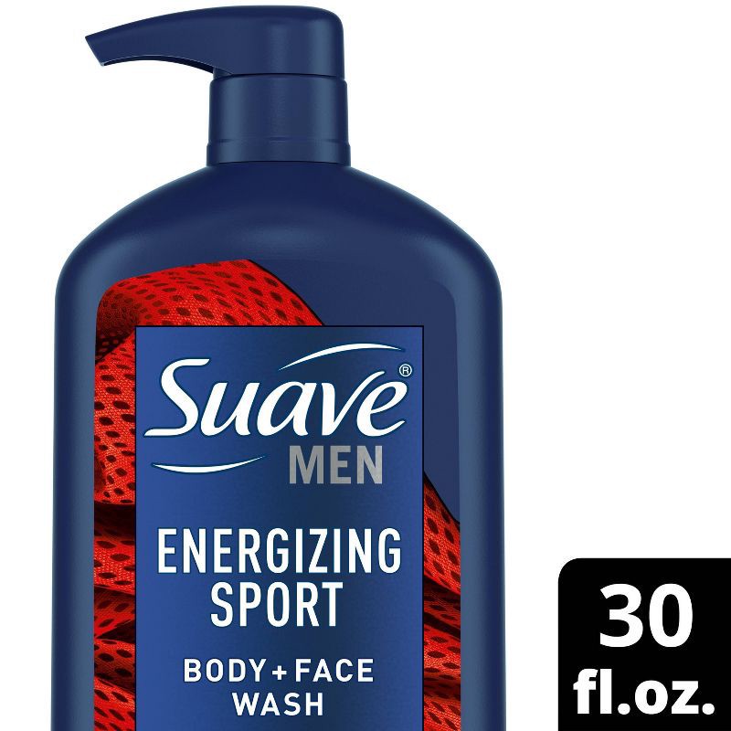 slide 1 of 1, Suave Men's Energizing Sport Body & Face Wash Pump - 30 fl oz, 30 fl oz