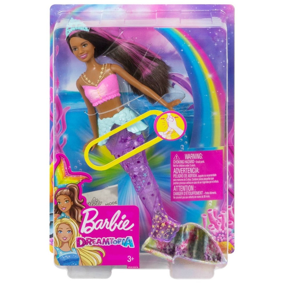 slide 6 of 7, Barbie Dreamtopia Sparkle Lights Mermaid - Brunette, 1 ct