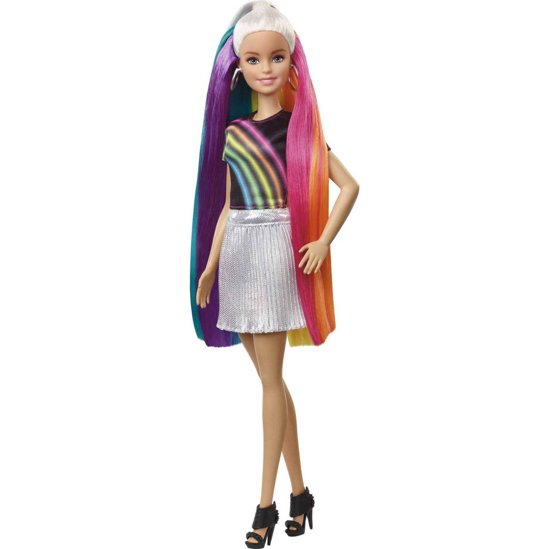 slide 1 of 4, Barbie Rainbow Sparkle Hair Barbie Doll, 1 ct