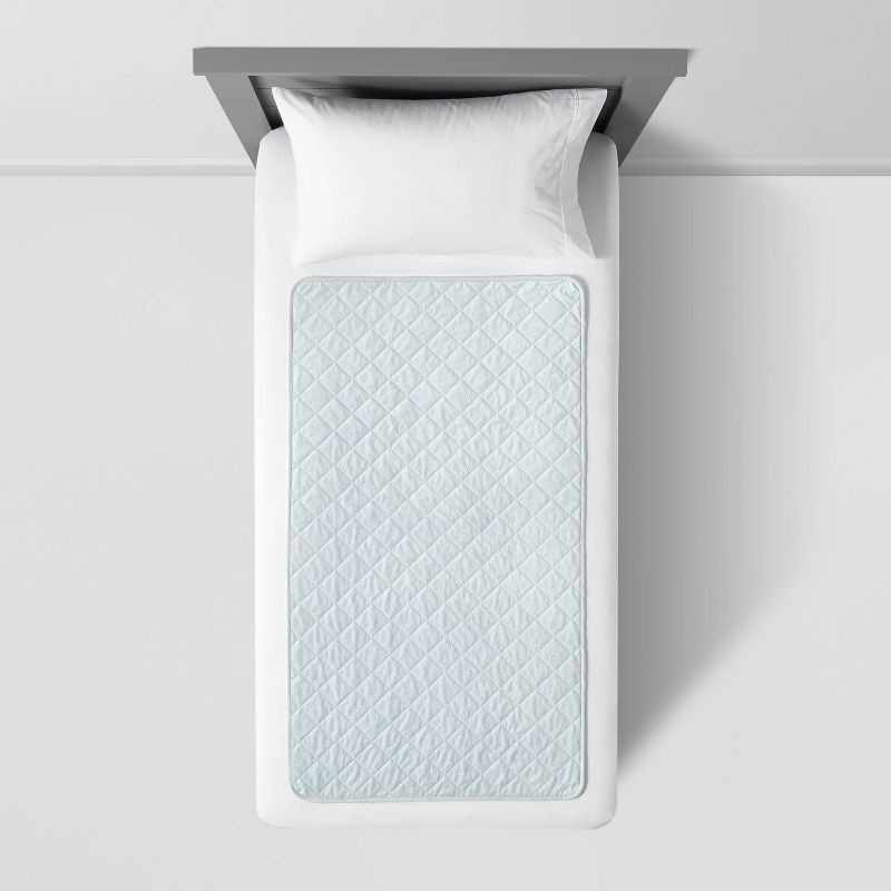 slide 2 of 3, Waterproof Sleep Anywhere Kids' Pad Gray - Pillowfort™: Twin Size Mattress Pad, Velvet, OEKO-TEX Certified, 1 ct