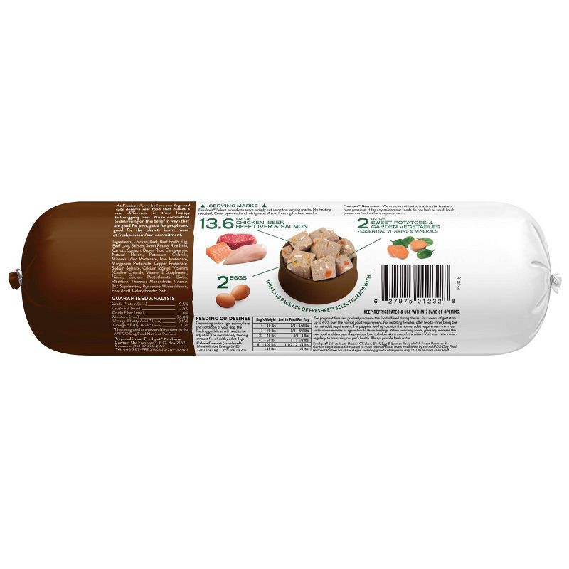 slide 2 of 5, Freshpet Select Multi-Protein Refrigerated Beef, Chicken and Seafood Flavor Wet Dog Food Roll - 1.5lb, 1.5 lb
