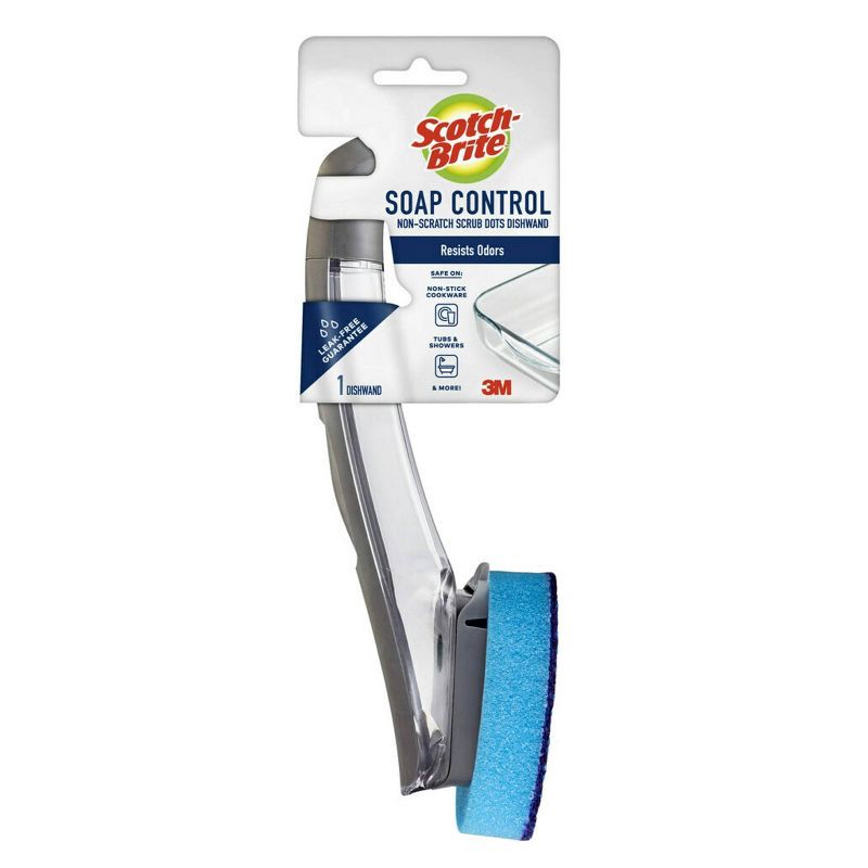 slide 1 of 15, Scotch-Brite Advanced Soap Control Non - Scratch Scrubber Dishwand, 1 ct