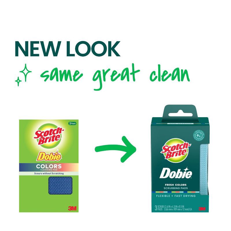 slide 2 of 11, Scotch-Brite Dobie Non-Scratch and Fast-Drying Multicolor Scrubbing Pads - 3ct, 3 ct