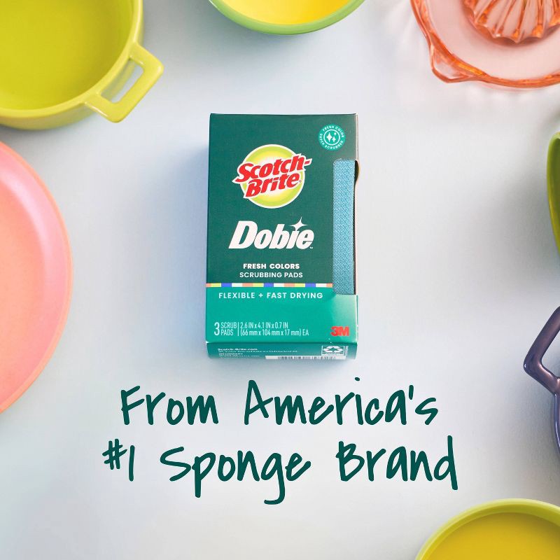 slide 11 of 11, Scotch-Brite Dobie Non-Scratch and Fast-Drying Multicolor Scrubbing Pads - 3ct, 3 ct