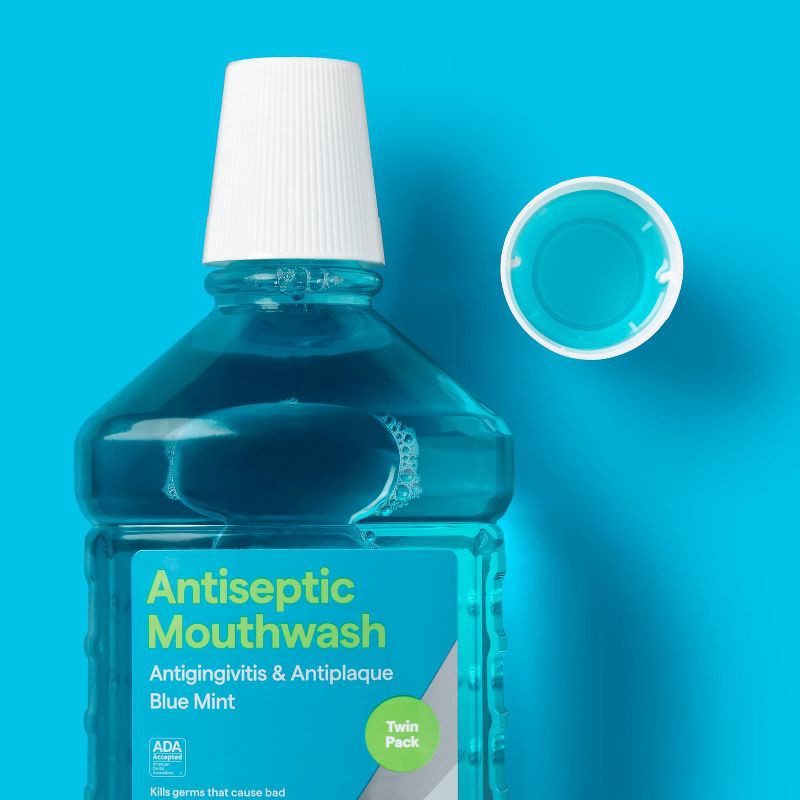 slide 2 of 4, Antiseptic Blue Mint Mouthwash - 50.7 fl oz/2pk - up & up™, 50.7 fl oz, 2 ct