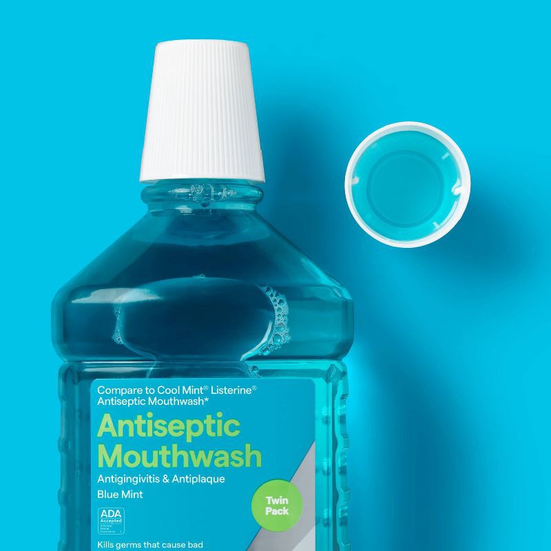 slide 2 of 4, Antiseptic Blue Mint Mouthwash - 50.7 fl oz/2pk - up&up™, 50.7 fl oz, 2 ct