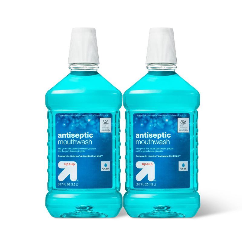 slide 1 of 3, Antiseptic Blue Mint Mouthwash - 50.7 fl oz/2pk - up & up™, 50.7 fl oz, 2 ct