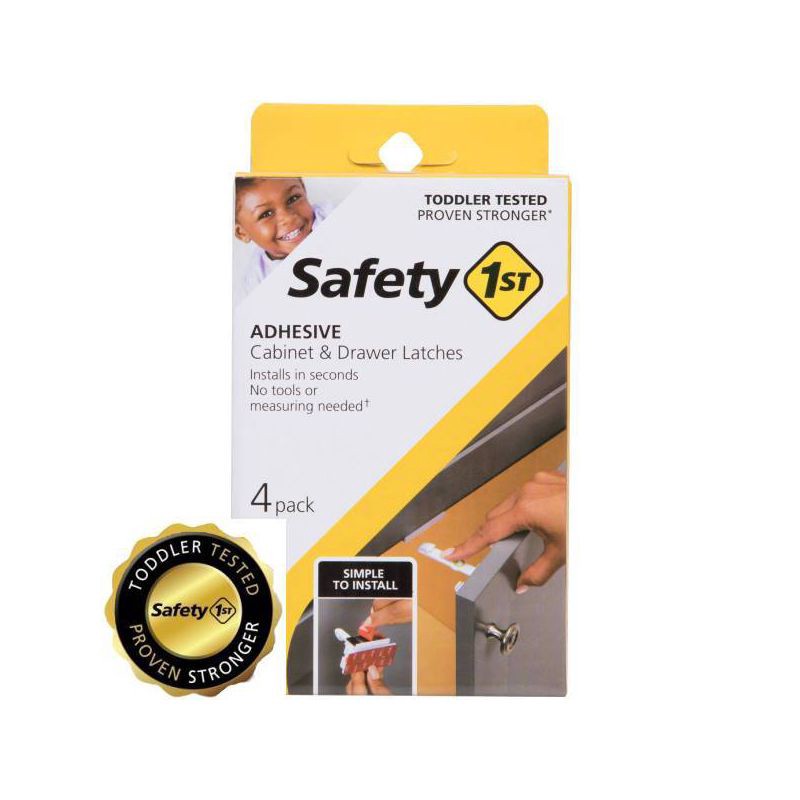 slide 1 of 5, Safety 1st Adhesive Cabinet Latch for Childproofing - 4pk, 4 ct