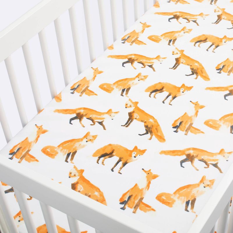 slide 3 of 5, Crib Fitted Sheet - Cloud Island™ Foxes, 1 ct