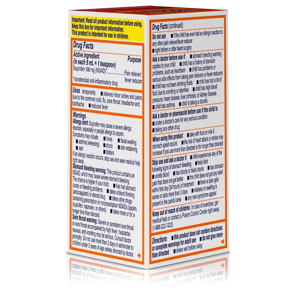 slide 6 of 8, Children's Motrin Pain Reliever/Fever Reducer Liquid - Ibuprofen (NSAID) - Berry - 1 fl oz, 1 fl oz