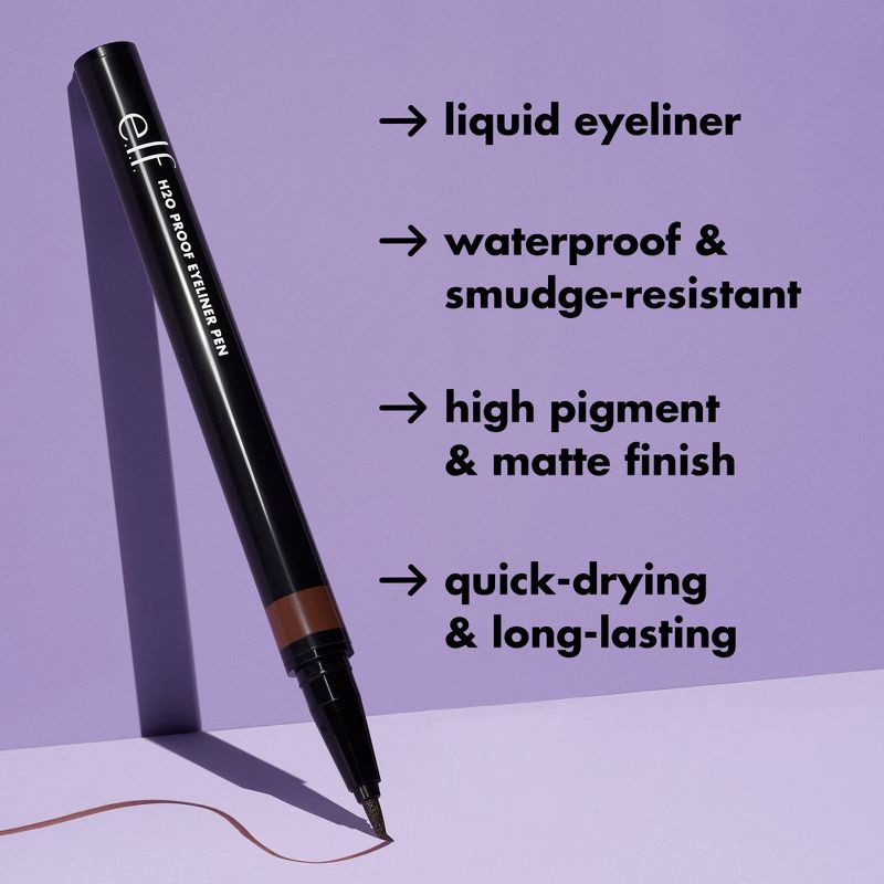 slide 5 of 10, e.l.f. H2O Proof Eyeliner Pen - Waterproof - Jet Black - 0.02 fl oz, 0.02 fl oz