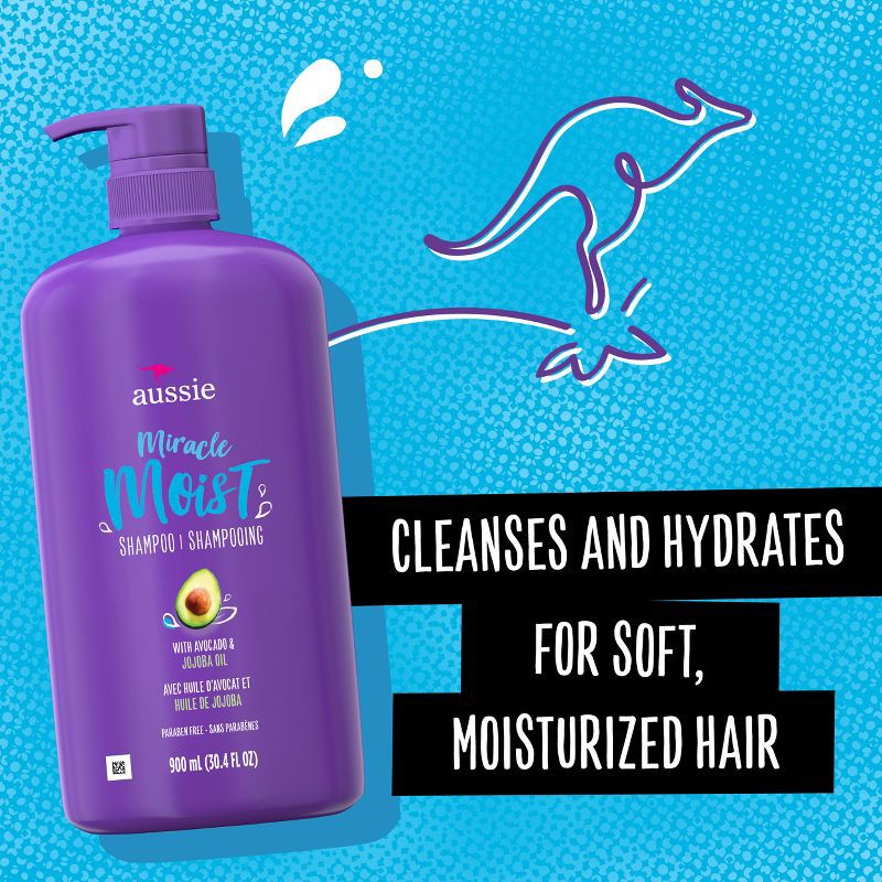 slide 3 of 9, Aussie Paraben-Free Miracle Moist Shampoo with Avocado & Jojoba for Dry Hair - 30.4 fl oz, 30.4 fl oz