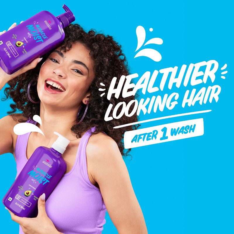 slide 4 of 9, Aussie Paraben-Free Miracle Moist Shampoo with Avocado & Jojoba for Dry Hair - 30.4 fl oz, 30.4 fl oz
