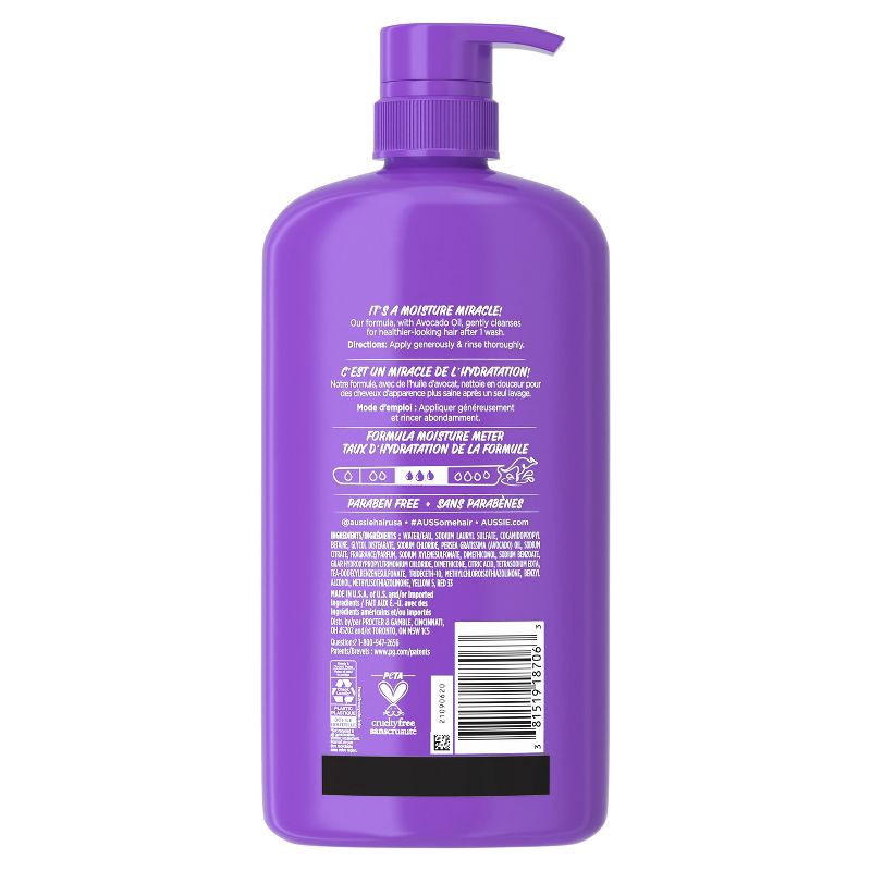 slide 9 of 9, Aussie Paraben-Free Miracle Moist Shampoo with Avocado & Jojoba for Dry Hair - 30.4 fl oz, 30.4 fl oz
