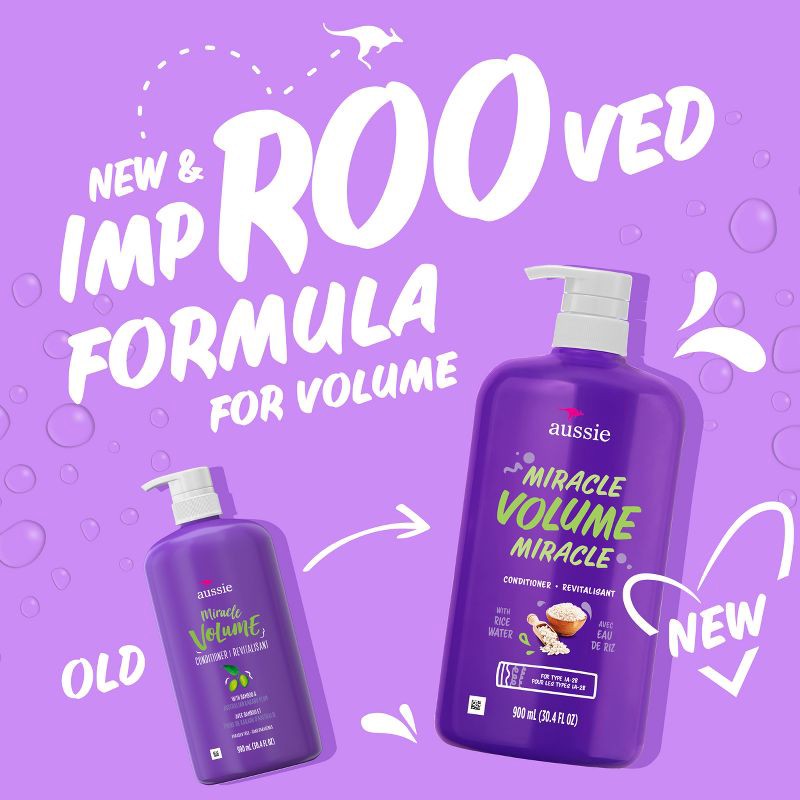 slide 2 of 9, Aussie Paraben-Free Miracle Volume Conditioner with Plum & Bamboo for Fine Hair - 30.4 fl oz, 30.4 fl oz