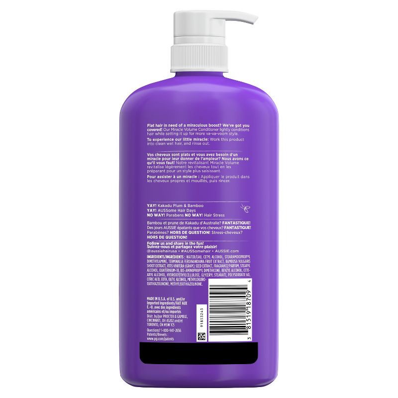 slide 2 of 7, Aussie Paraben-Free Miracle Volume Conditioner with Plum & Bamboo for Fine Hair - 30.4 fl oz, 30.4 fl oz