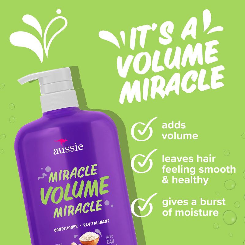 slide 3 of 9, Aussie Paraben-Free Miracle Volume Conditioner with Plum & Bamboo for Fine Hair - 30.4 fl oz, 30.4 fl oz