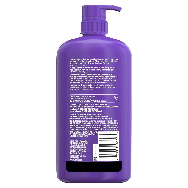 slide 3 of 3, Aussie Paraben-Free Miracle Volume Shampoo with Plum & Bamboo For Fine Hair - 30.4 fl oz, 30.4 fl oz