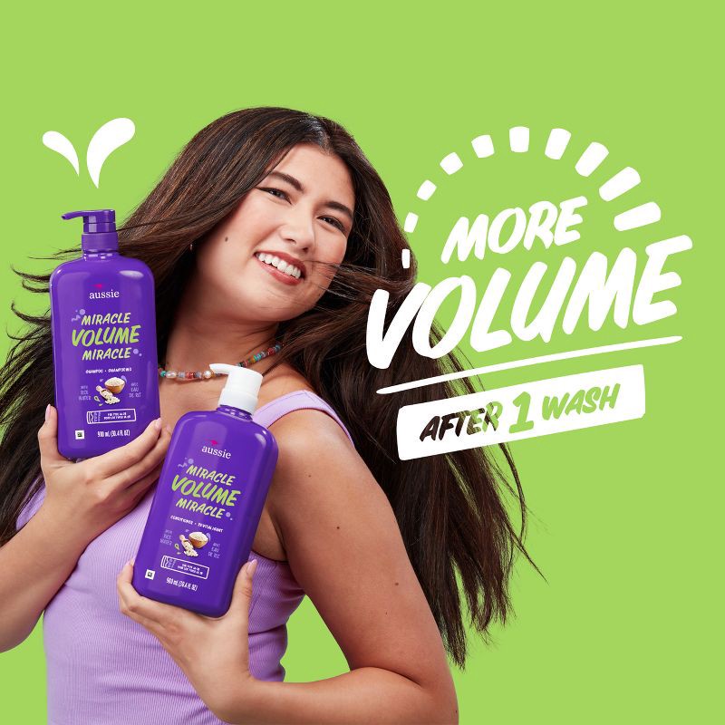 slide 4 of 9, Aussie Paraben-Free Miracle Volume Shampoo with Plum & Bamboo For Fine Hair - 30.4 fl oz, 30.4 fl oz