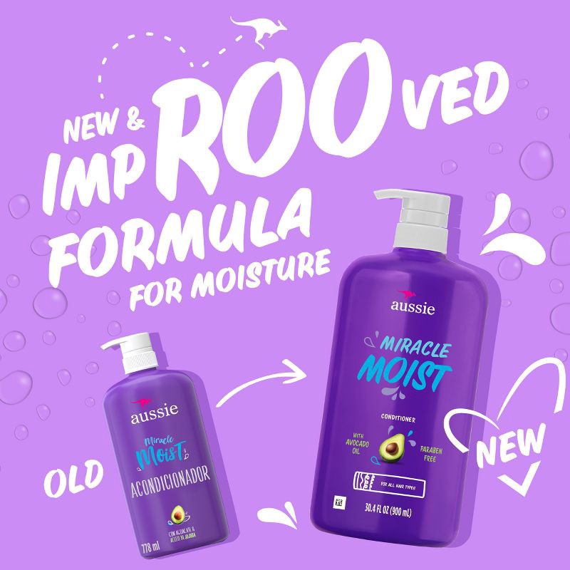 slide 2 of 9, Aussie Paraben-Free Miracle Moist Conditioner with Avocado & Jojoba for Dry Hair - 30.4 fl oz, 30.4 fl oz