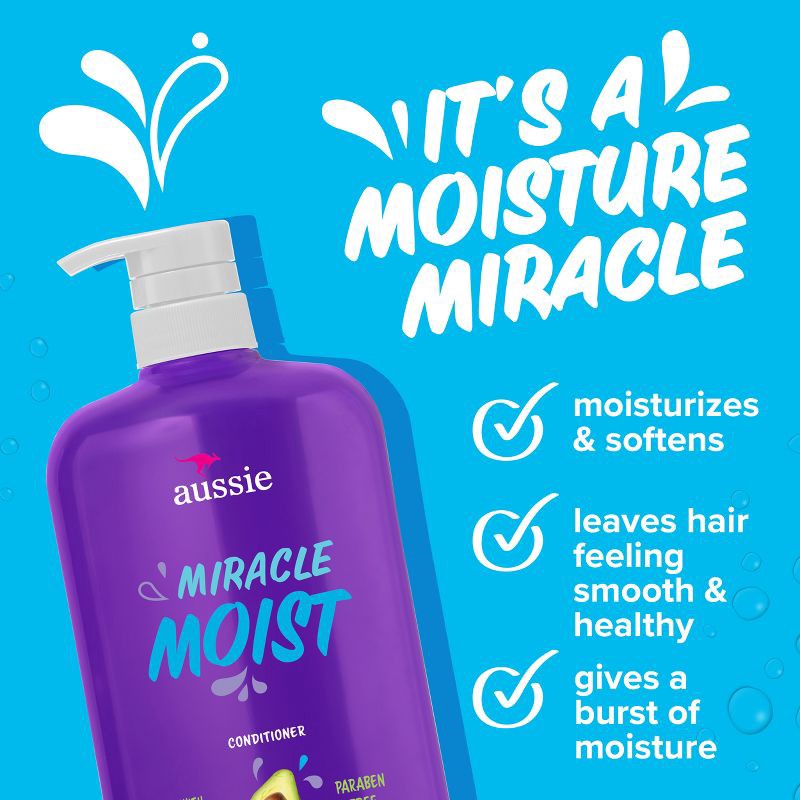 slide 3 of 9, Aussie Paraben-Free Miracle Moist Conditioner with Avocado & Jojoba for Dry Hair - 30.4 fl oz, 30.4 fl oz