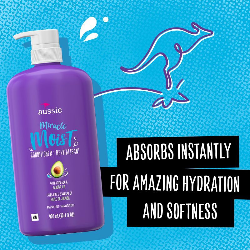 slide 3 of 9, Aussie Paraben-Free Miracle Moist Conditioner with Avocado & Jojoba for Dry Hair - 30.4 fl oz, 30.4 fl oz