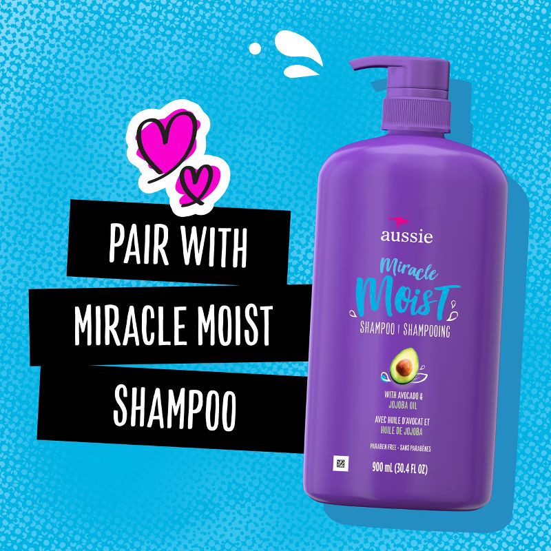 slide 7 of 9, Aussie Paraben-Free Miracle Moist Conditioner with Avocado & Jojoba for Dry Hair - 30.4 fl oz, 30.4 fl oz