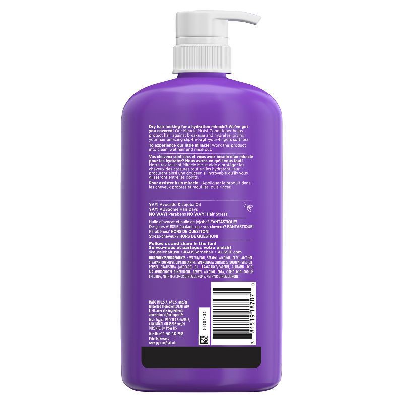 slide 9 of 9, Aussie Paraben-Free Miracle Moist Conditioner with Avocado & Jojoba for Dry Hair - 30.4 fl oz, 30.4 fl oz