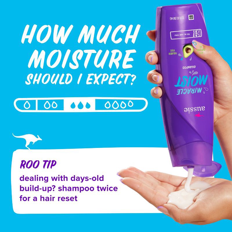 slide 5 of 8, Aussie Miracle Moist with Avocado & Jojoba Oil Paraben Free Shampoo - 12.1 fl oz, 12.1 fl oz